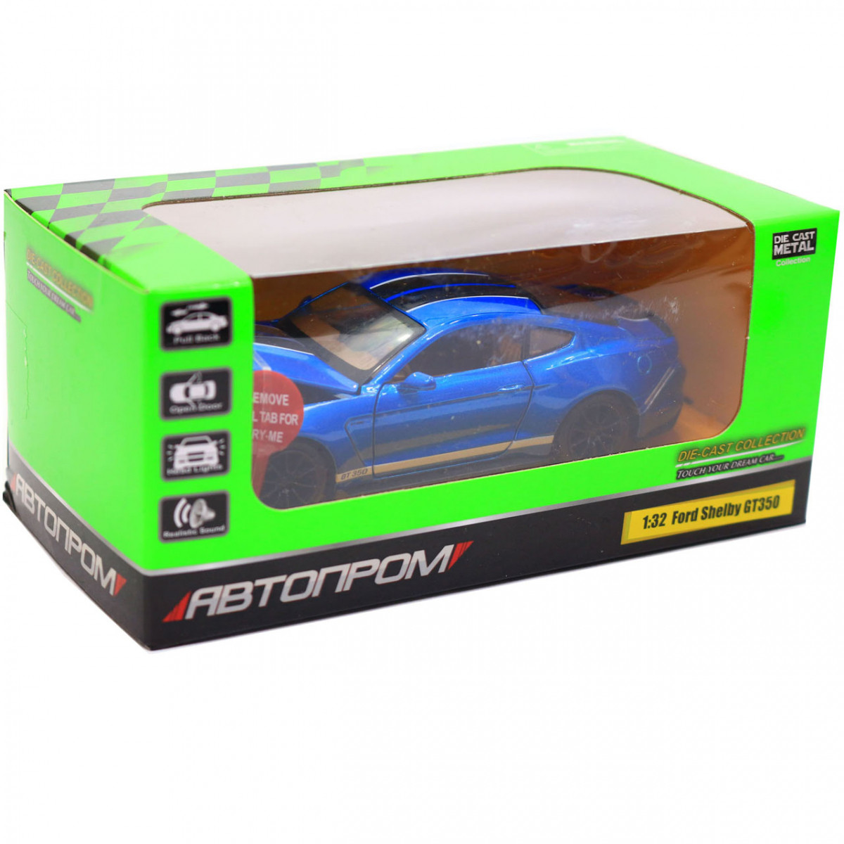 Машинка игровая автопром Ford Sheldy GT350 14 свет звук синий 68441, фото №2