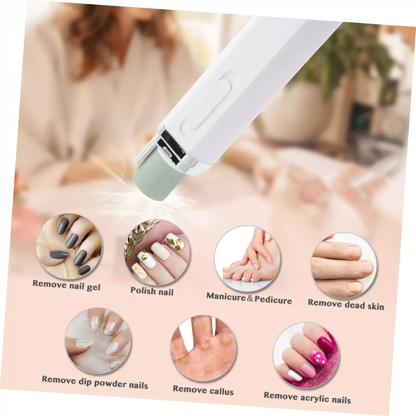 Электрический маникюрный набор Healvian Spinner Mini UV, белый, фото №8