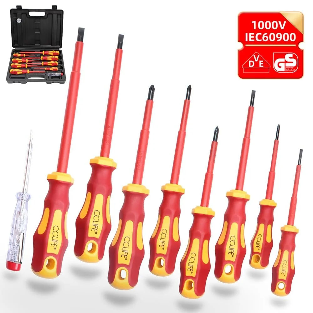 Набір ізольованих викруток CCLIFE VDE 9 штук шліцьові/PH/PZ з тестером, фото №6