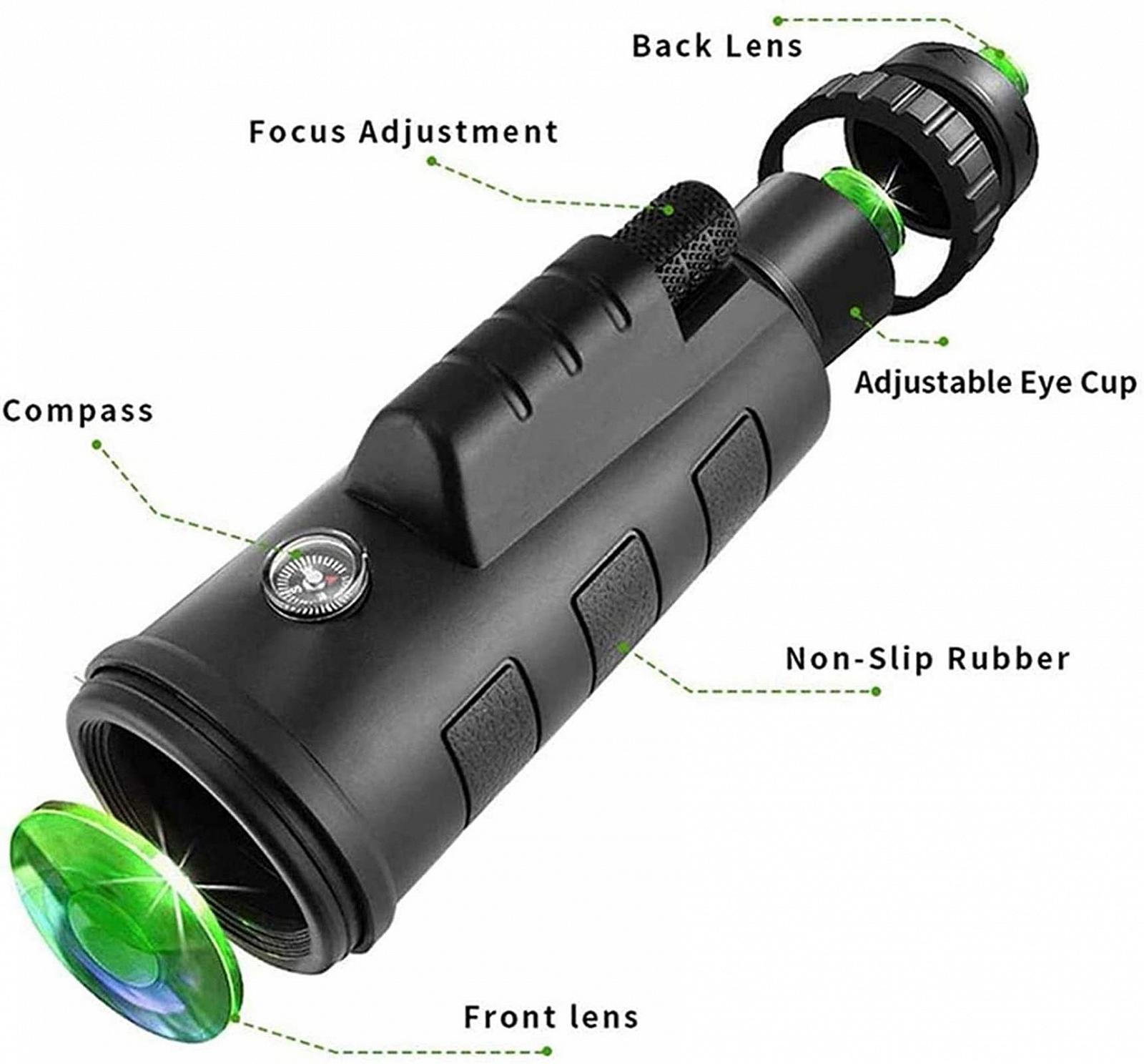 Телескоп монокуляр QHYTL HD з оптичним зумом та утримувачем для штатива з призмою BAK4, фото №5