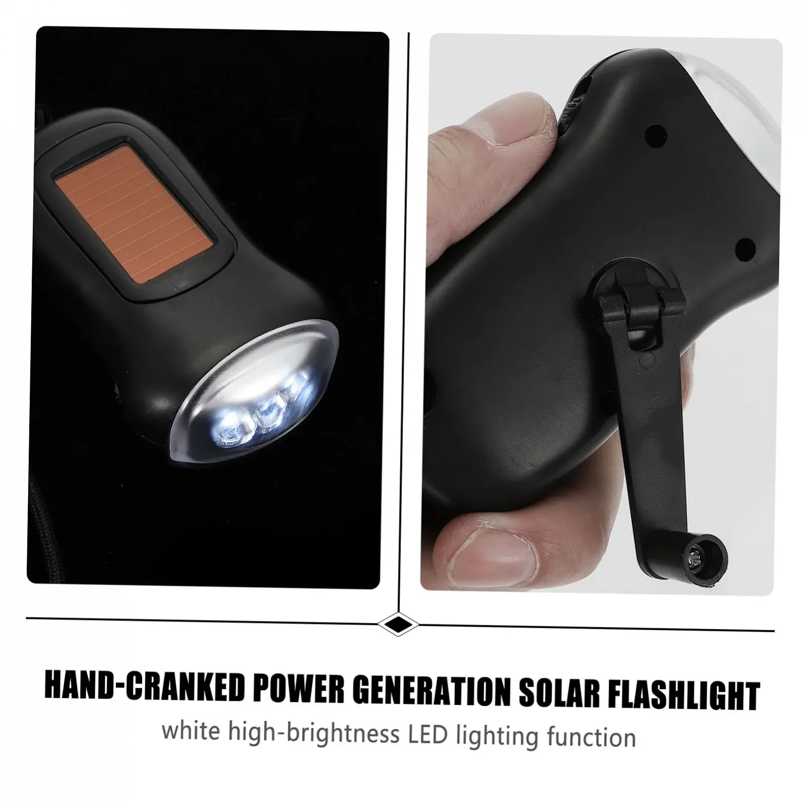 Ручний ліхтар SOIMISS з ручною рукояткою Портативний миготливий акумуляторний для кемпінгу Зовнішній Пластик Чорний, фото №5