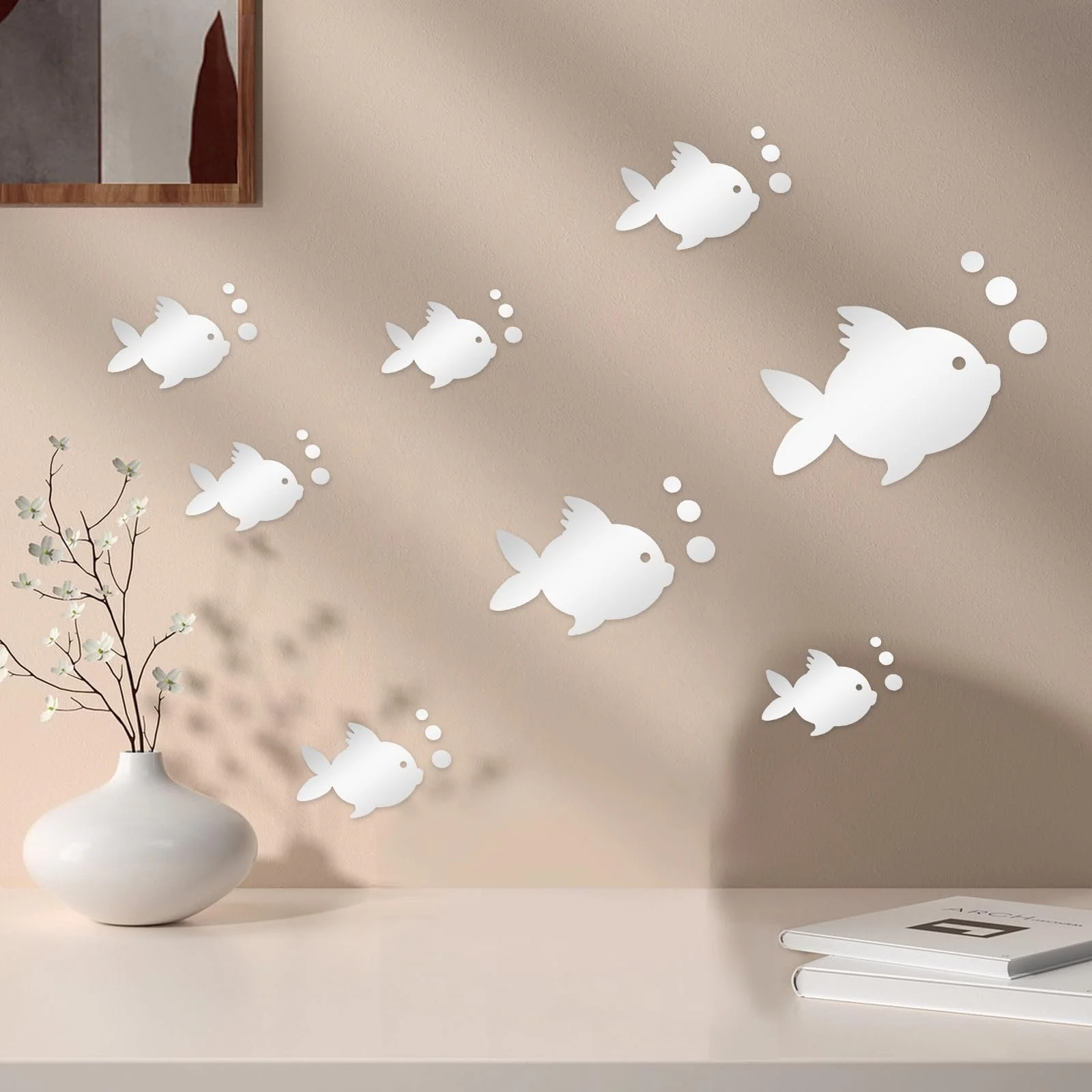 3D наклейки на стіну Acrylic Fish and Bubbles Tropical Fish Silver, фото №5