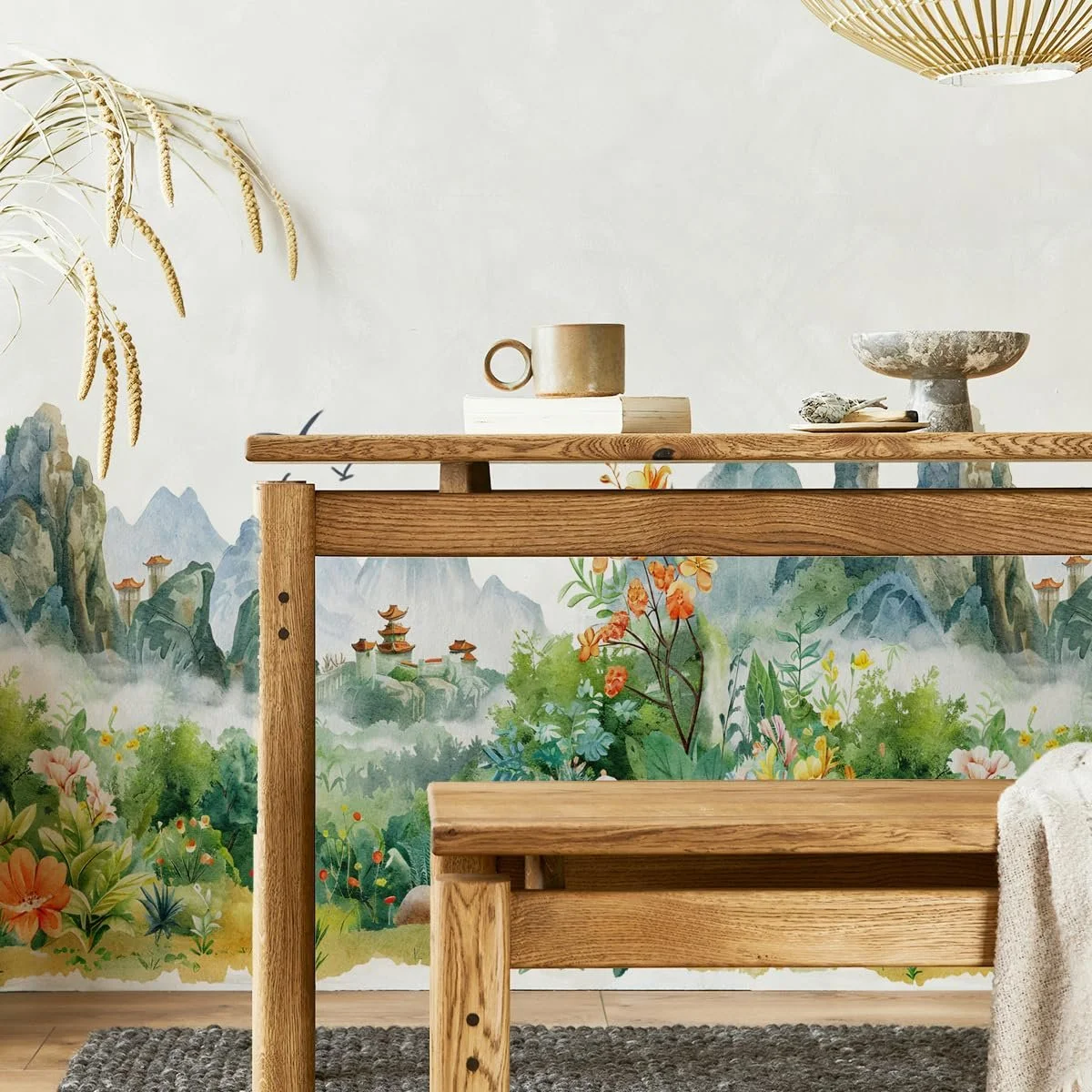 Наклейка на стіну Runtoo Гори Пейзаж Квіти Джунглі, фото №2