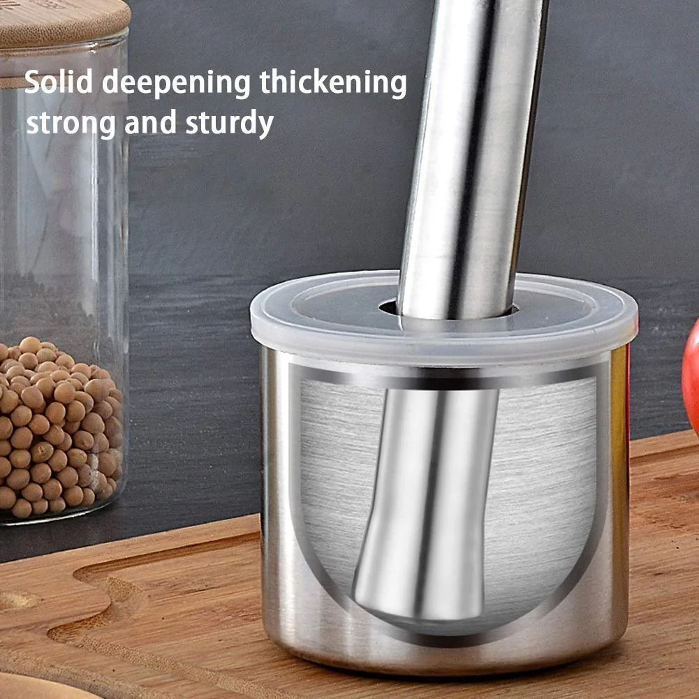 Млин Спецій Ручний Набір для подрібнення часнику з товкачем і ступкою Контейнер Нержавіюча сталь, фото №2