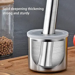 Млин Спецій Ручний Набір для подрібнення часнику з товкачем і ступкою Контейнер Нержавіюча сталь synthetic.ua - Фото 1