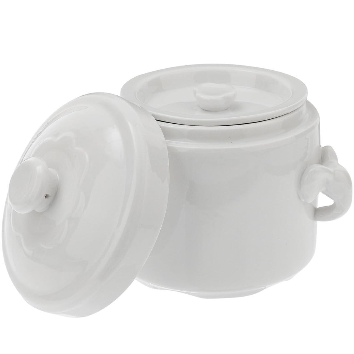 Керамічна Гусятниця для запікання з кришкою Термостійка для супів та десертів Біла, фото №1
