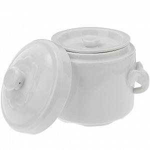 Керамічна Гусятниця для запікання з кришкою Термостійка для супів та десертів Біла - Фото 1