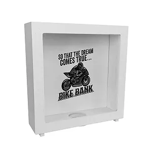 Скарбничка-рамка Bike Bank дерев'яна з написом та мотоциклом - Фото 1