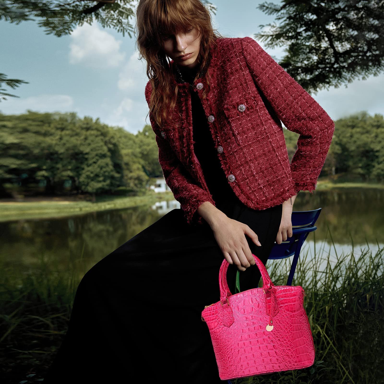 Сумка жіноча NICOLE & DORIS, середня, крокодиловий візерунок, елегантна, лакована шкіра, для офісу, покупок та подорожей, фото №2 Сумка жіноча NICOLE & DORIS, середня, крокодиловий візерунок, елегантна, лакована шкіра, для офісу, покупок та подорожей, фото №2