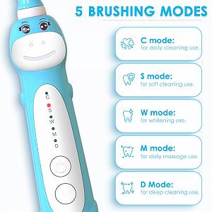 Дитяча електрична звукова зубна щітка CHAIN Peak Dinosaur 5 режимів таймер 2 хвилини synthetic.ua - Фото 1