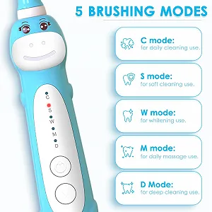 Дитяча електрична звукова зубна щітка CHAIN Peak Dinosaur 5 режимів таймер 2 хвилини synthetic.ua - Фото 1