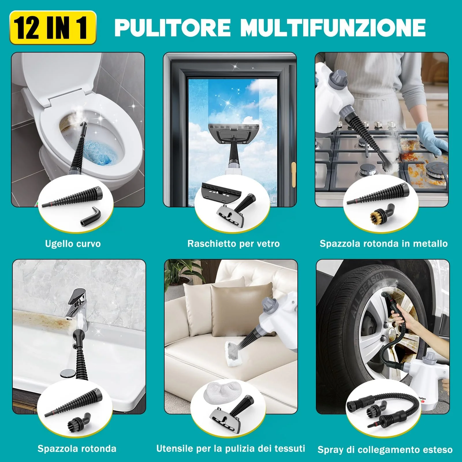 Портативний пароочисник Rolipo 12 аксесуарів, фото №5