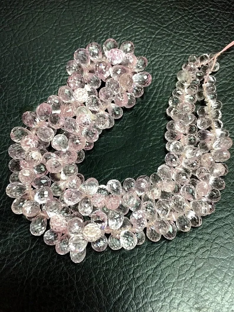 Ограненные бусины в форме капли из розового корунда морганита, 5 x 7, нить длиной 9 дюймов бусины из драгоценных камней для ожерелья и браслета, фото №2