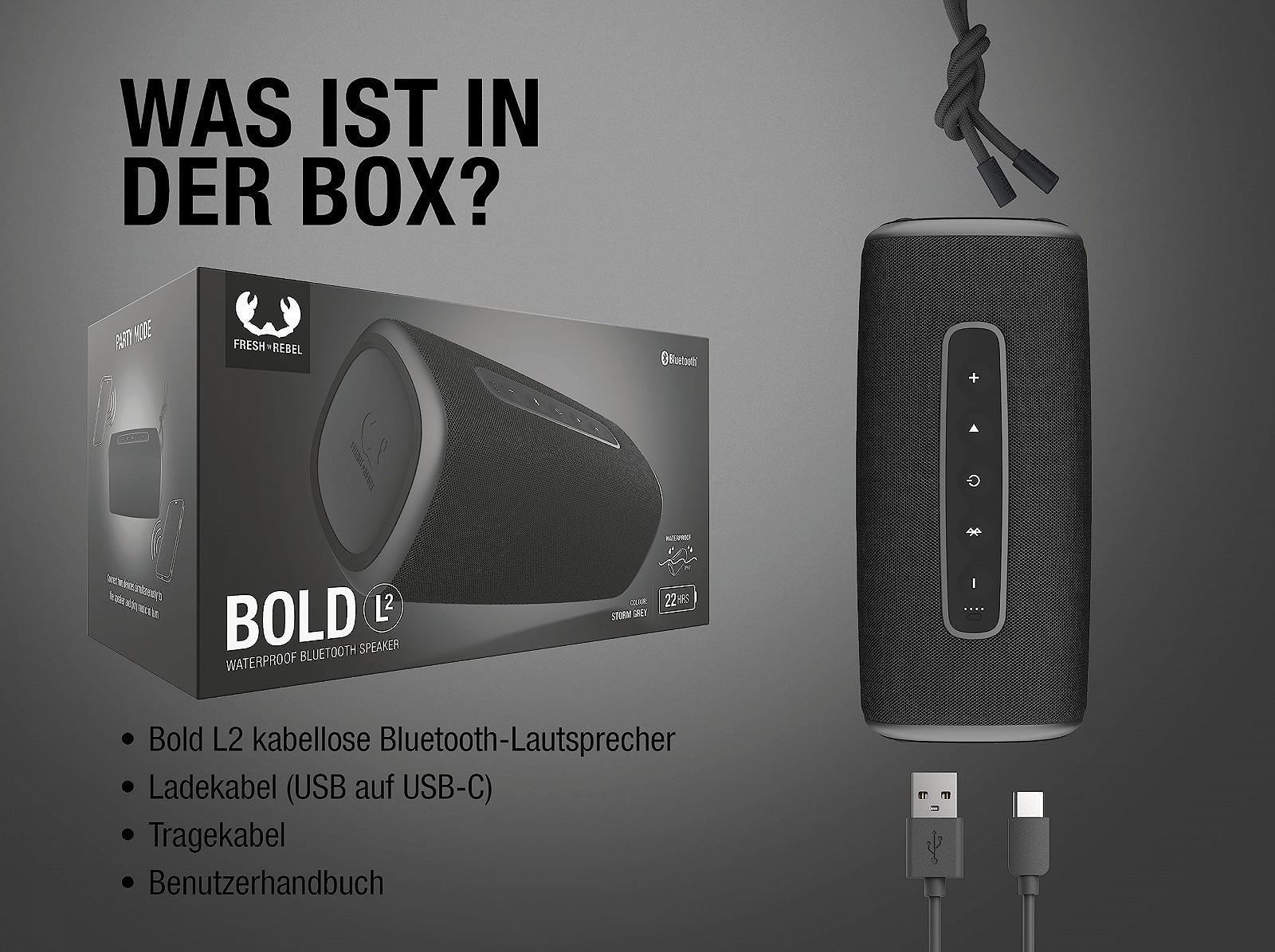 Колонка Fresh 'n Rebel Bold L2 Бездротова Bluetooth IPX7 Сірий, фото №6