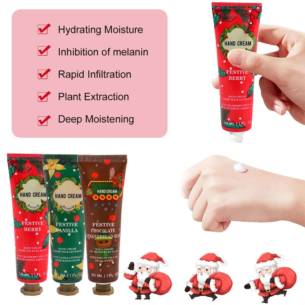 Крем для рук Набір з 3 штук Різдвяне морозиво Малина/Шоколад/Ваніль, фото №5