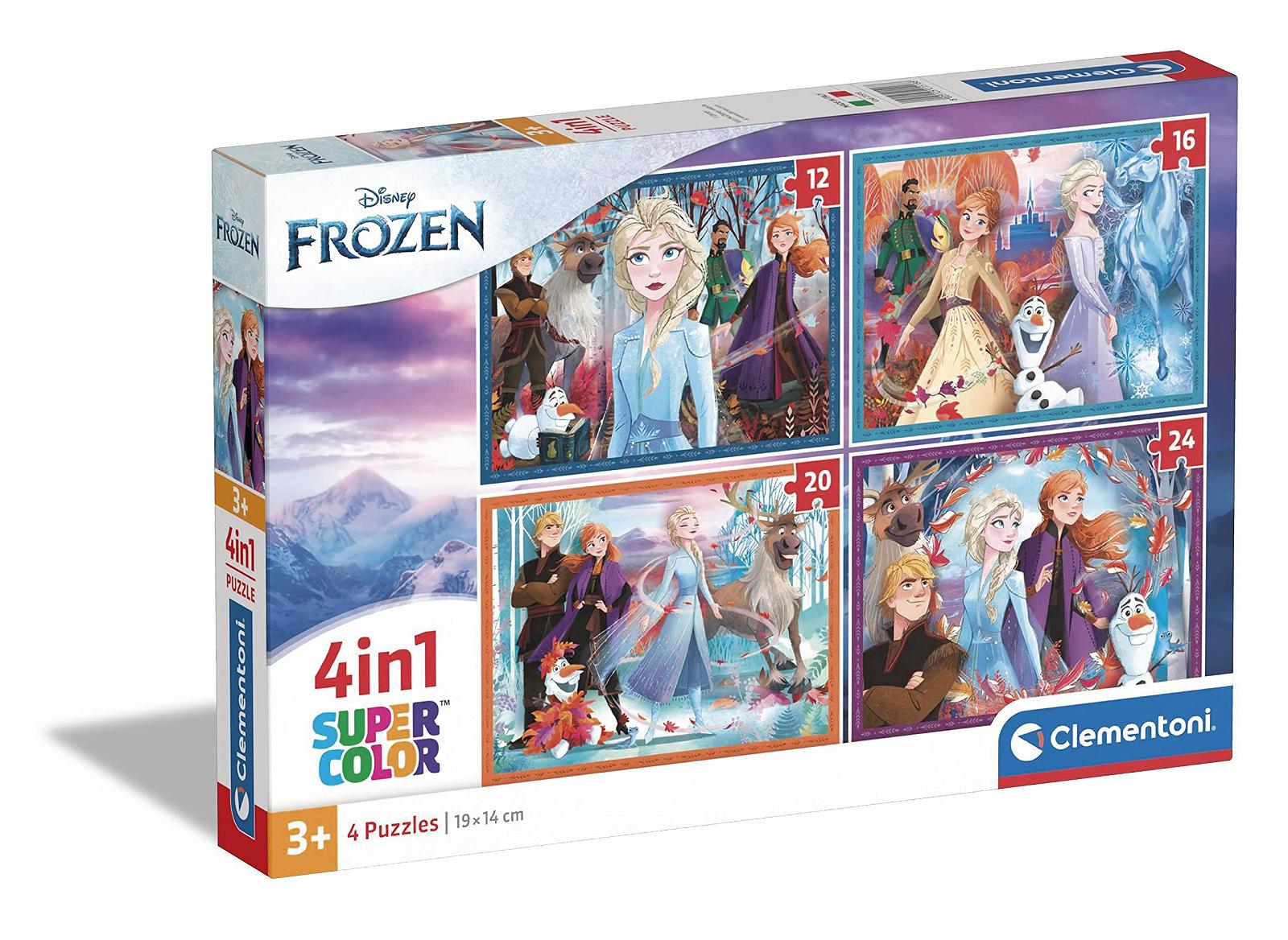 Пазл Clementoni Supercolour Puzzle 21518 Disney Frozen 4 в 1 12, 16, 20, 24 элемента от 3 лет, фото №1