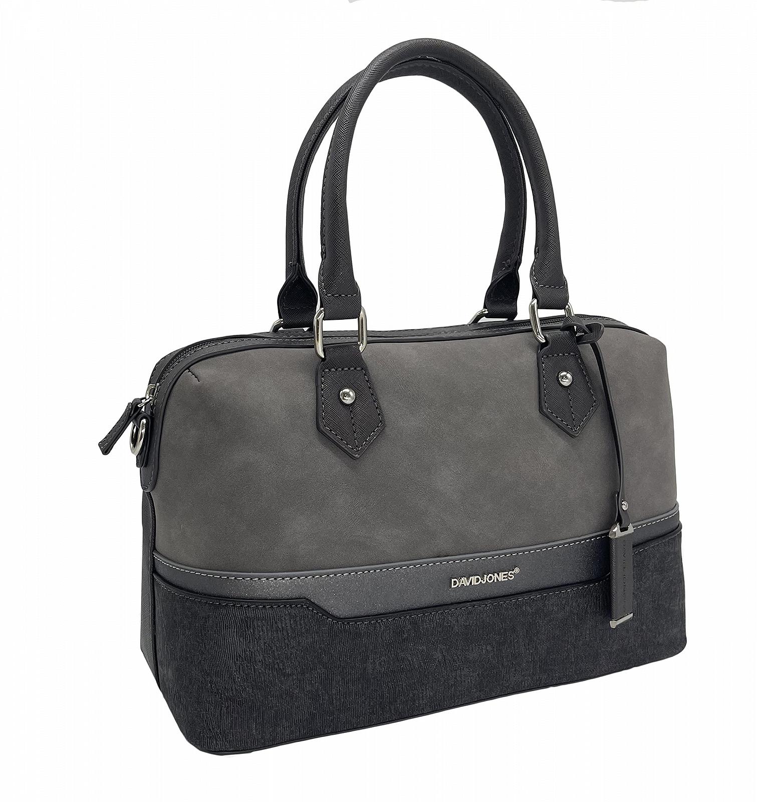 Сумка з верхньою ручкою David Jones Bugatti Polochon Duffle, багатокольорова смугаста, нубук, гліттер, жорстка штучна шкіра, сіро-бежева, фото №2