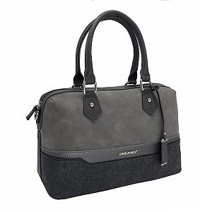 Сумка з верхньою ручкою David Jones Bugatti Polochon Duffle, багатокольорова смугаста, нубук, гліттер, жорстка штучна шкіра, сіро-бежева synthetic.ua - Фото 1