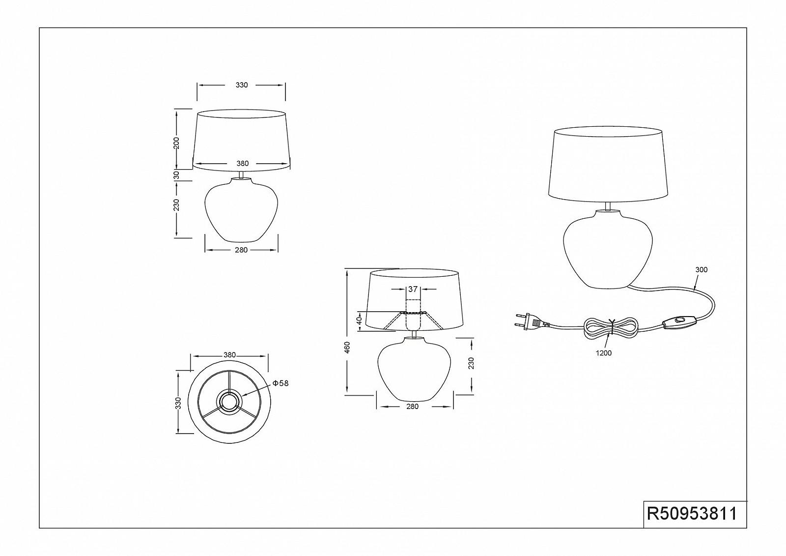 Настільна лампа Reality Leuchten Bay R50953811 Керамічна Сіра Тканинний плафон Сіра 1x E14, фото №4
