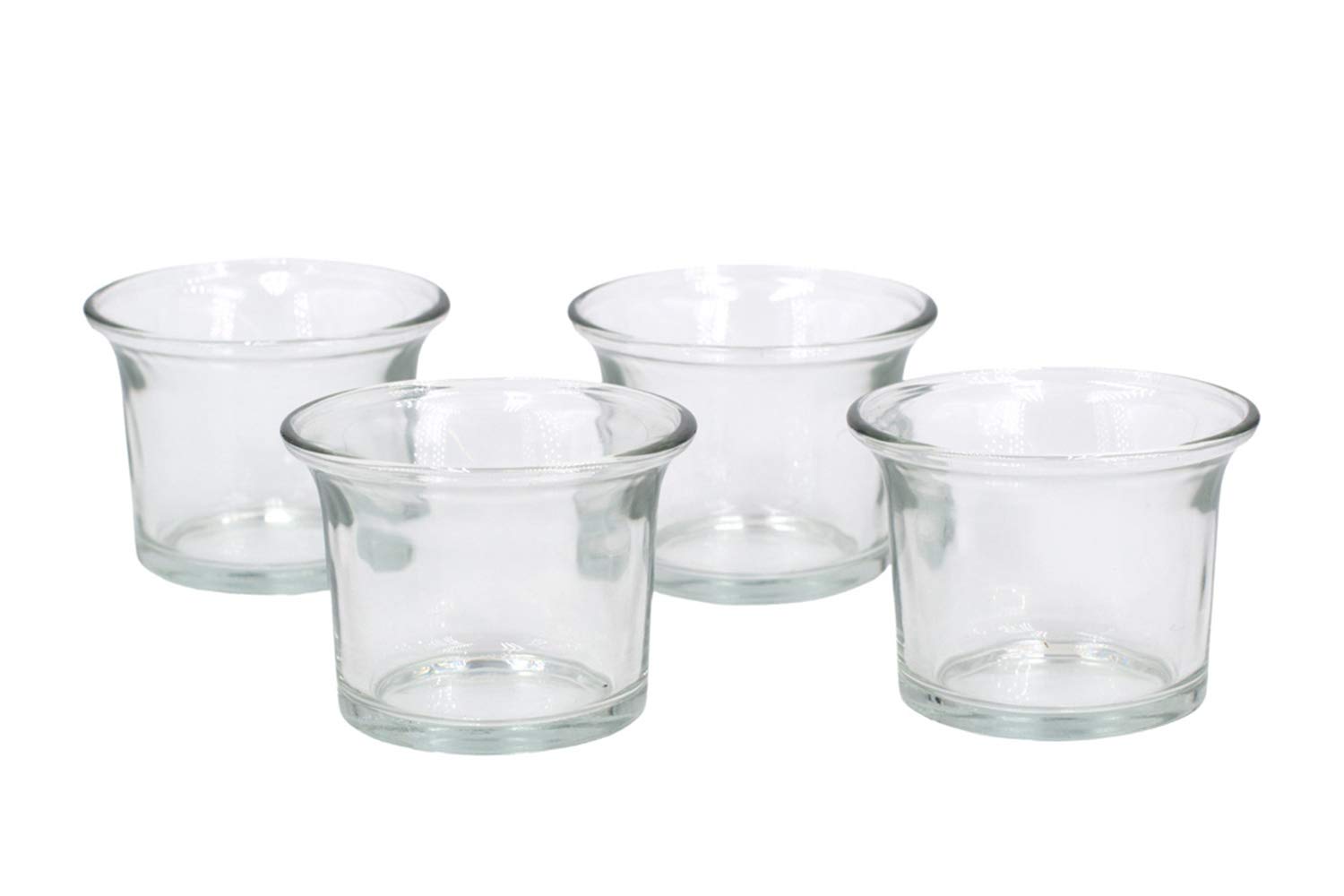 Свічник Creativery 63 x 45 мм Набір 4 склянки для чайних свічок Скло з вигнутим краєм Тюльпанова форма Прозорий, фото №1