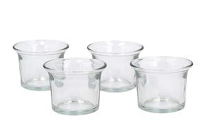 Свічник Creativery 63 x 45 мм Набір 4 склянки для чайних свічок Скло з вигнутим краєм Тюльпанова форма Прозорий - Фото 1