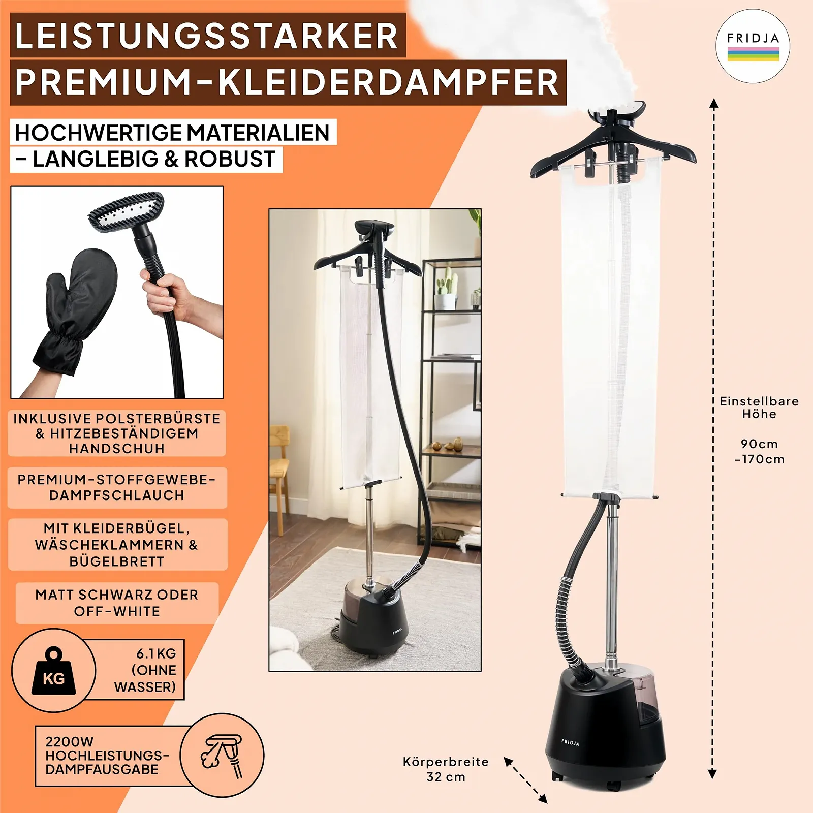 Вертикальный отпариватель 2200W 3л Профессиональный Матовый черный, фото №3