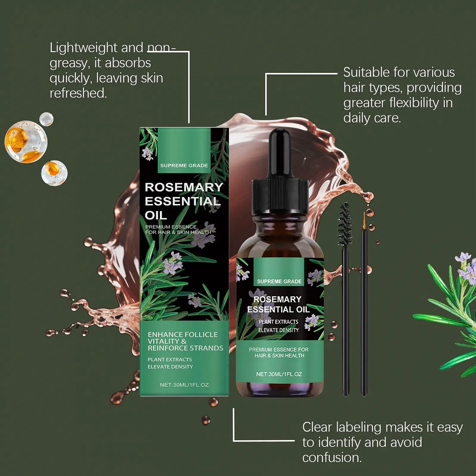 Олія Yuecjian Натуральна для росту волосся 30 мл, фото №5