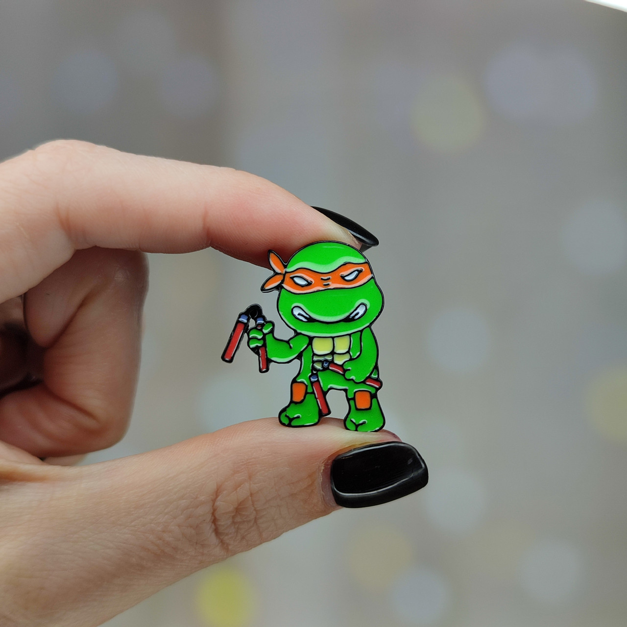 Металлический значок пин Микеланжело Черепашки ниндзя, фото №1