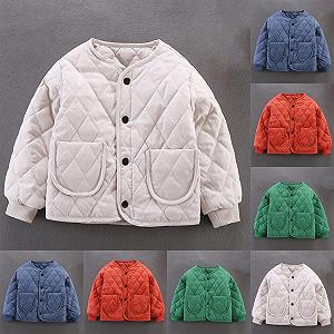 Куртка Ybing Утепленная для девочки Легкая зимняя куртка Повседневная Однотонная Зимняя куртка Теплая стеганая куртка с карманами На пуговицах Круглая горловина Переходная куртка synthetic.ua - Фото 1