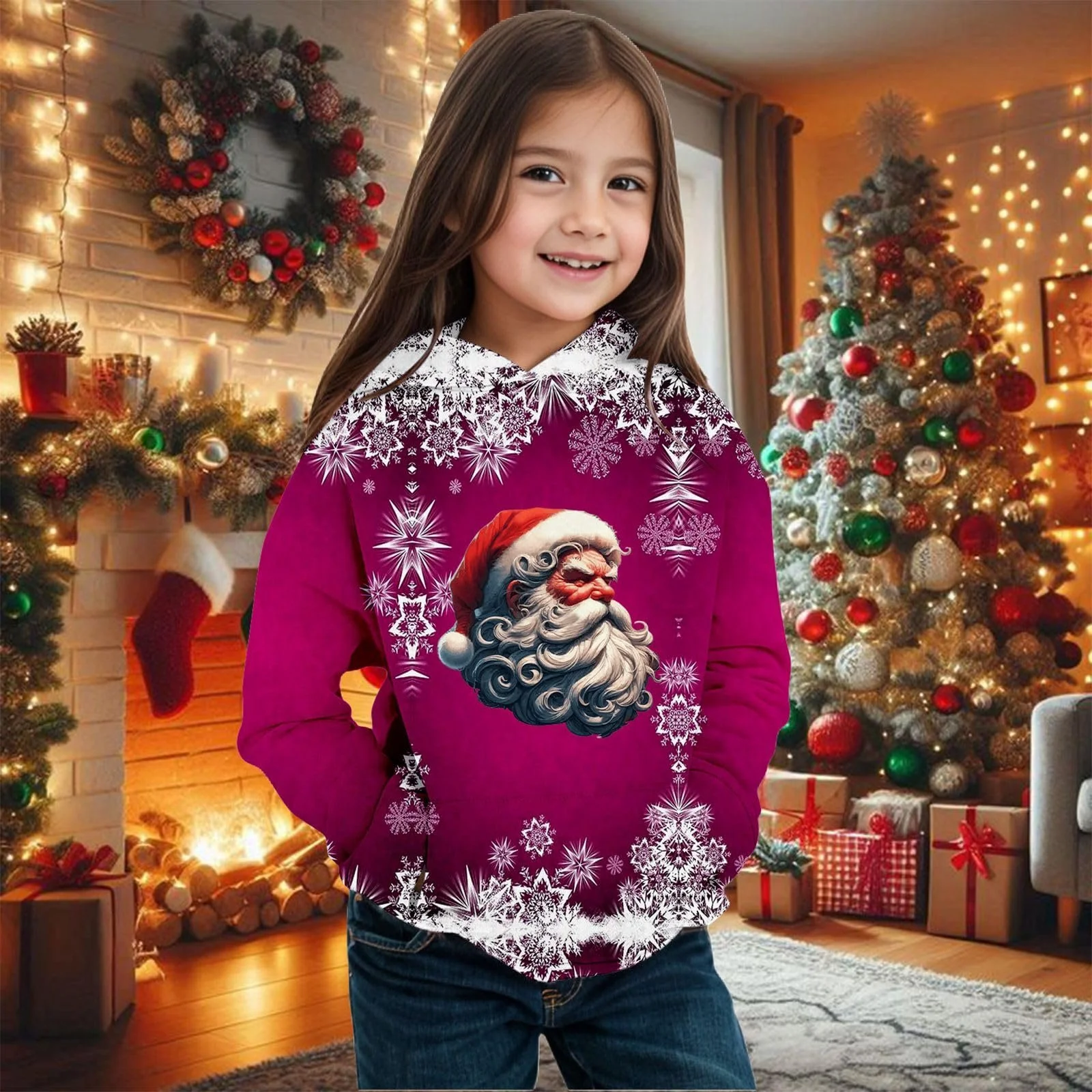 Худі Print Дівчинка З довгими рукавами  Зимовий Теплий Фліс, фото №2