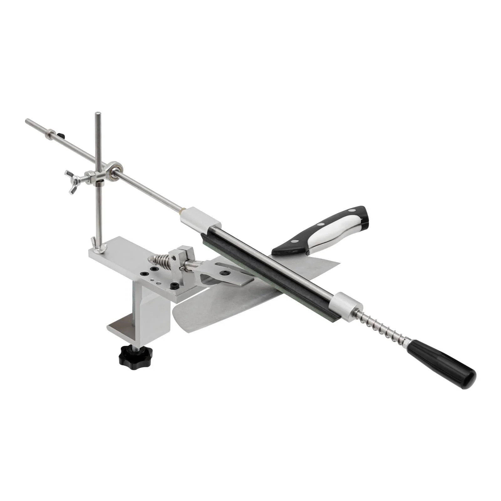 Професійна Точило для ножів із фіксованим кутом поворотом на 360 градусів та 6 каменями Quick Clamp Design, фото №1