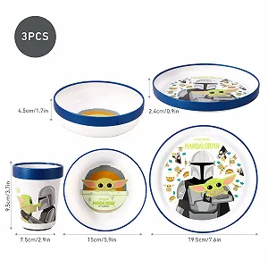 Набор детской посуды Star Wars Mandalorian, 3 предмета: тарелка, миска и чашка, многоразовый, премиум качества, не содержит BPA synthetic.ua - Фото 1