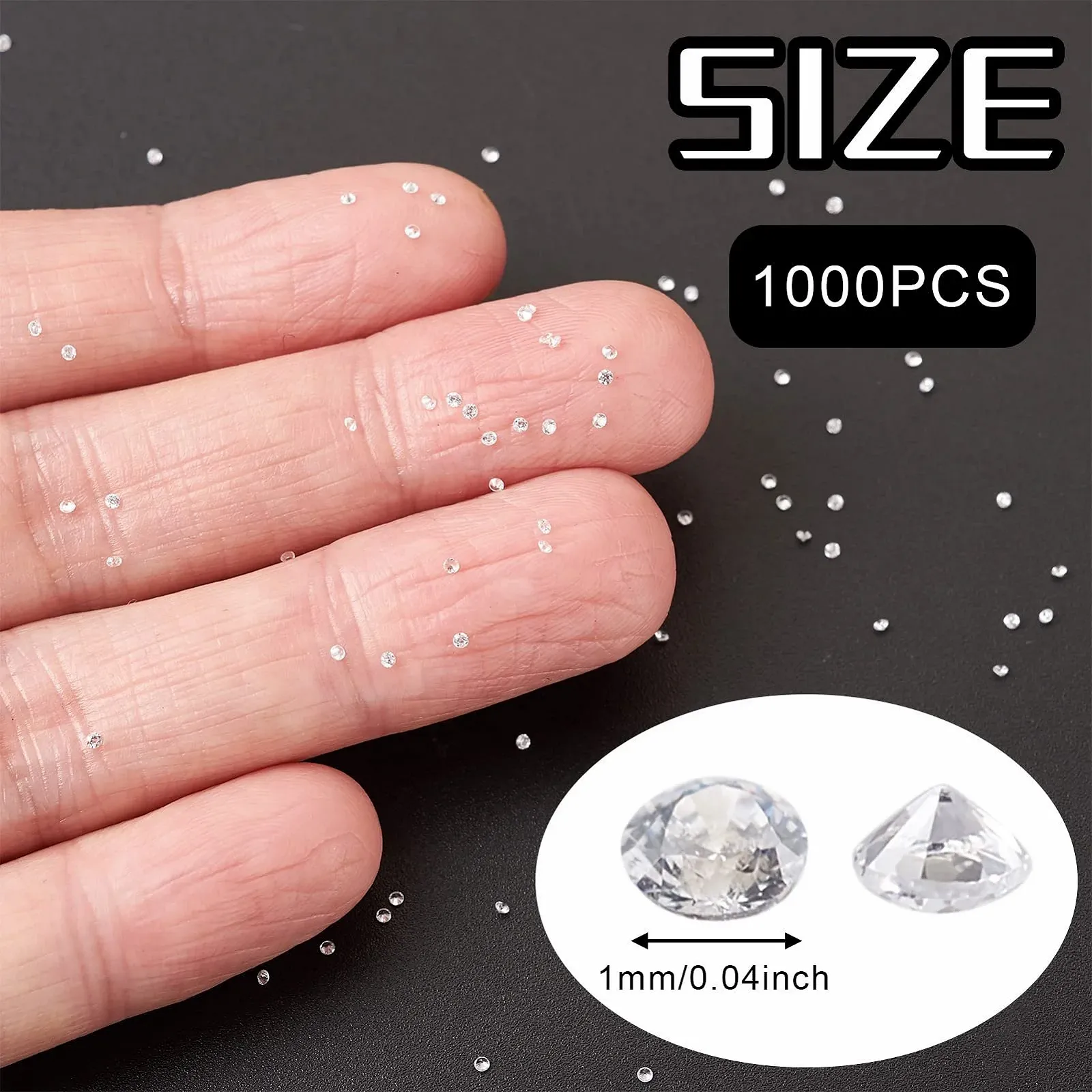 Кабошоны из кубического циркония прозрачные 1 мм, фото №3