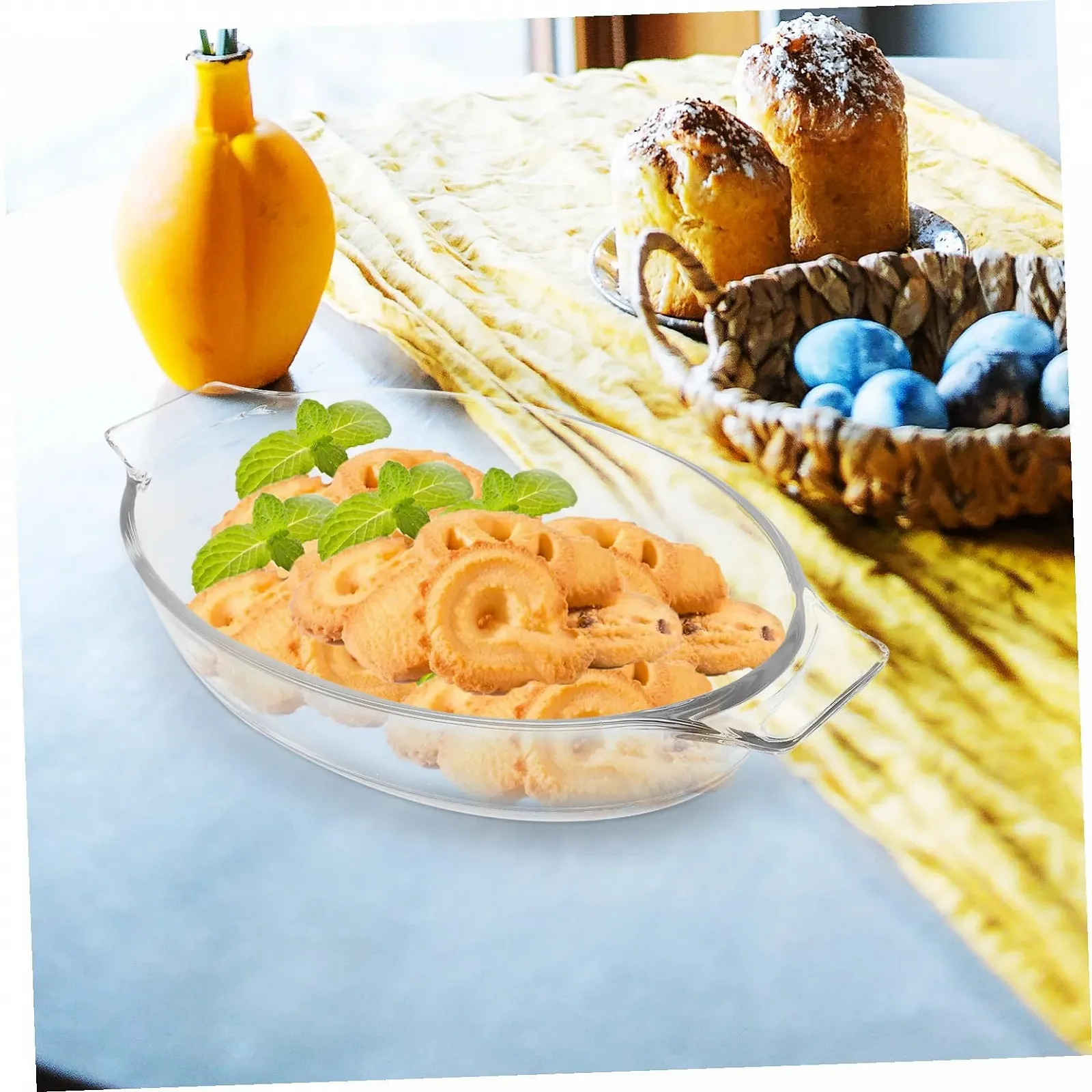 Форма для запікання VICASKY Боросилікатне скло Овальна З подвійними ручками Жаростійка Прозора, фото №4