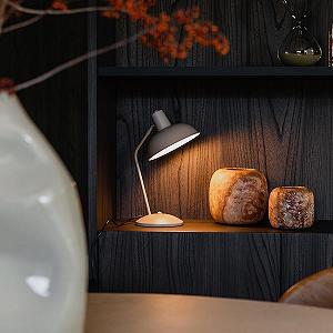 Настільна лампа Qazqa Milou Retro сталева кругла бежева E14 synthetic.ua - Фото 1