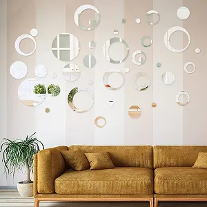 Наклейки на стіну milaosk 50 шт. Круглі дзеркальні Сріблястий synthetic.ua - Фото 1