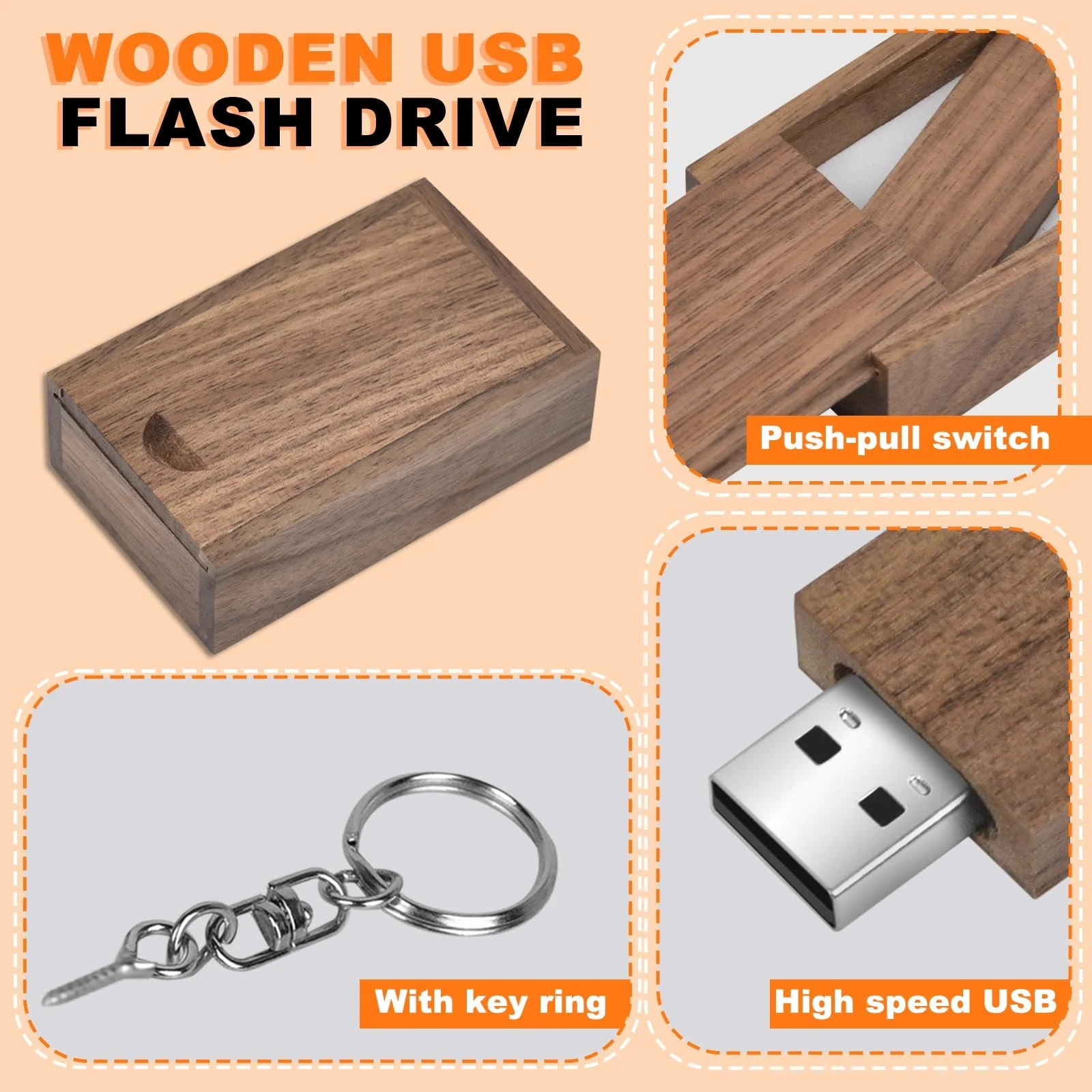 USB накопичувач Wooden 16 GB USB 2.0 with Wooden Box, фото №4