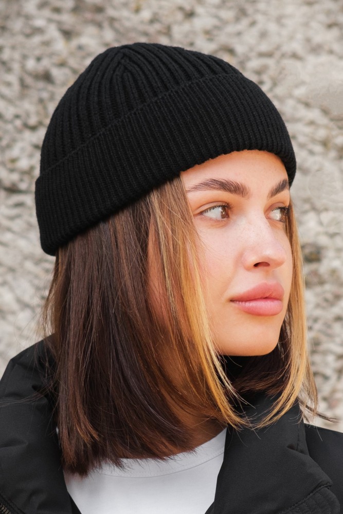 Утеплена трикотажна шапка біні докер на флісі Without Gvido black, фото №5
