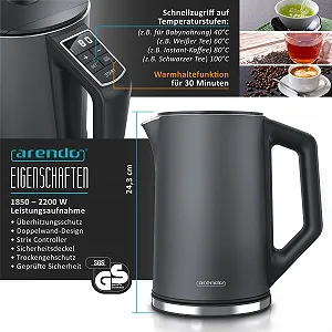 Набір: Чайник Arendo, Тостер Manha, Яйцеварка Eightcook, Нержавіюча сталь, Сірий synthetic.ua - Фото 1