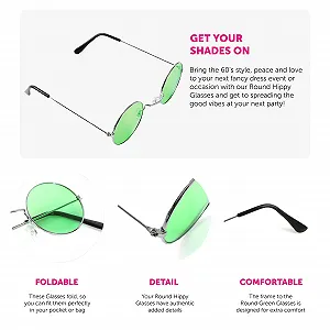 Круглые очки в стиле хиппи 70-х Зеленый synthetic.ua - Фото 1