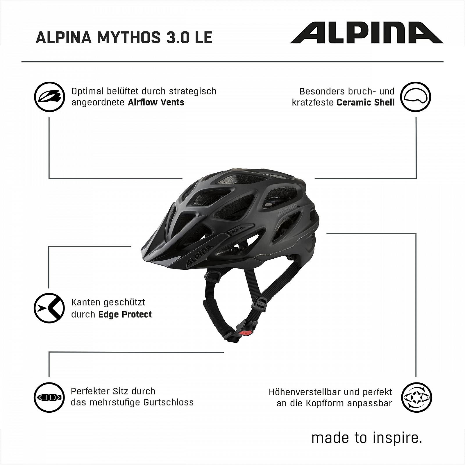 Шлем Alpina Mythos 3.0 Легкий, с оптимальной вентиляцией и регулировкой, с антибактериальной подкладкой для взрослых, фото №6