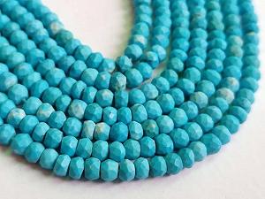 Бусины из натуральной бирюзы круглые граненые 4-4.25 мм, нить длиной 33 см, бусины из драгоценных камней для ожерелья и браслетов - Фото 1