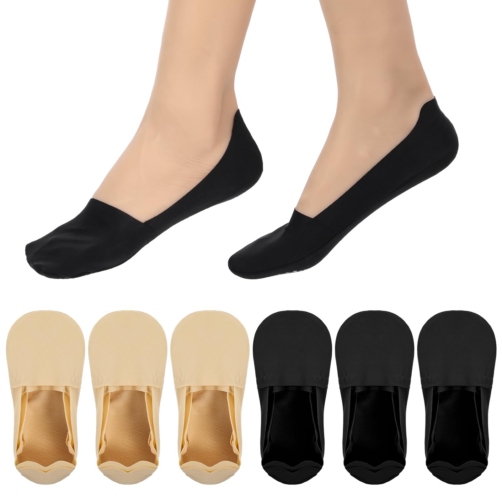 Женские носки-следки Без бренда Без серии Без модели 6 пар Черный и телесный цвет 35-39, фото №1