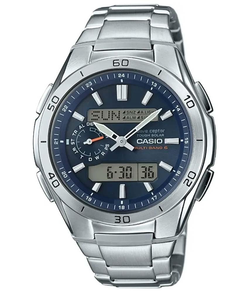 Годинник Casio Wave Ceptor Чоловічий Сонячний та Радіокерований Міцний Корпус та Браслет з Нержавіючої Сталі, фото №1