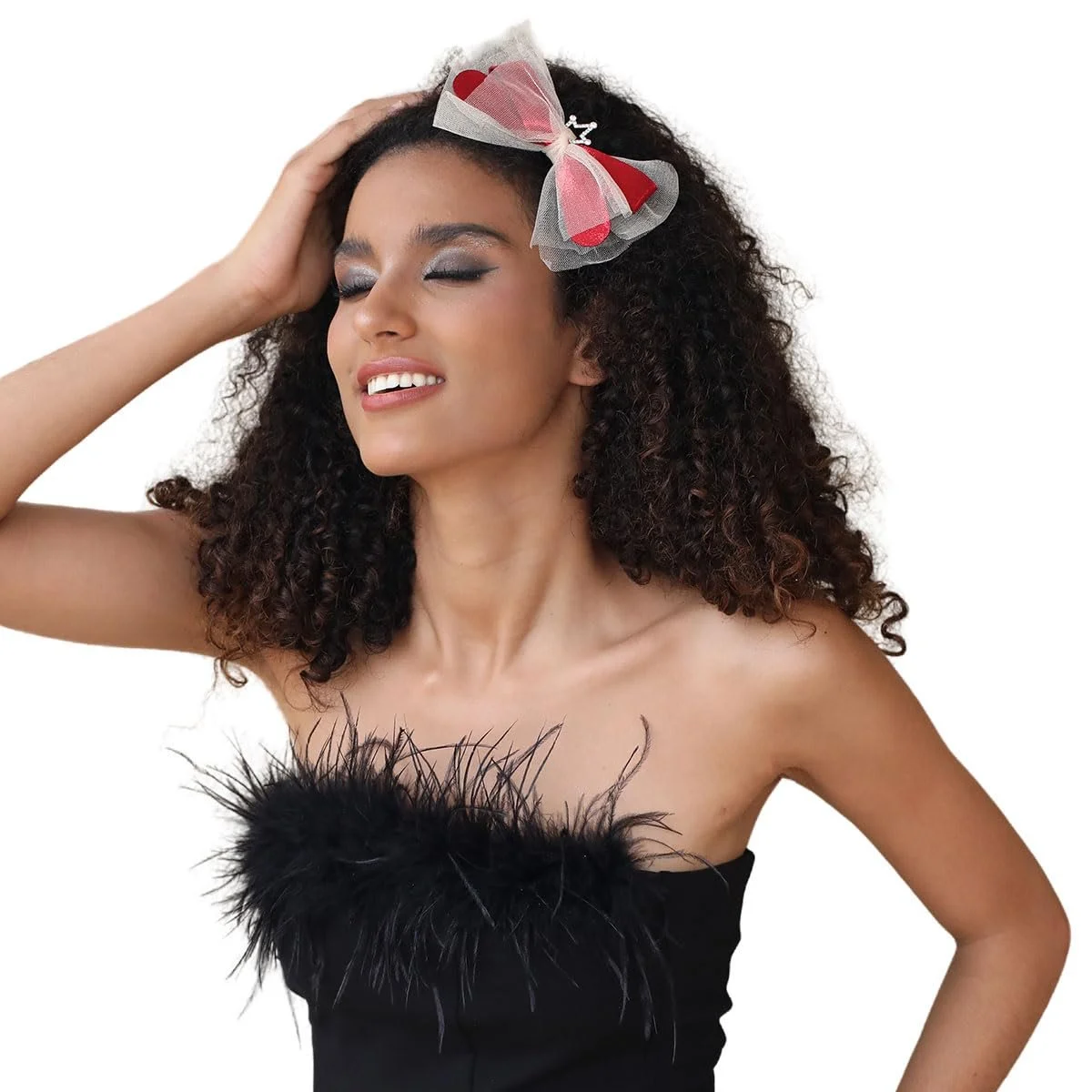 Обруч для волосся з бантом для жінок, червона, фото №3