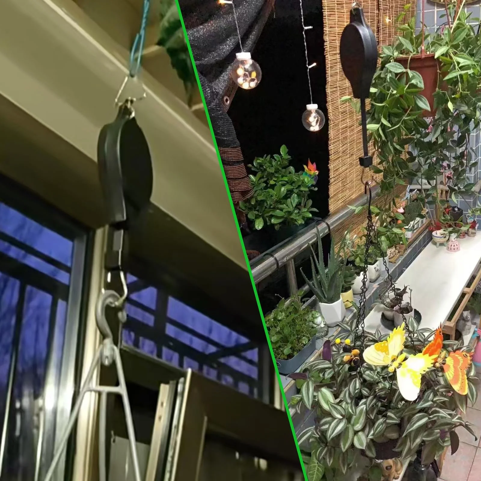 Крючки для кашпо выдвижные Plant Rollers набор 2 шт черные, фото №7