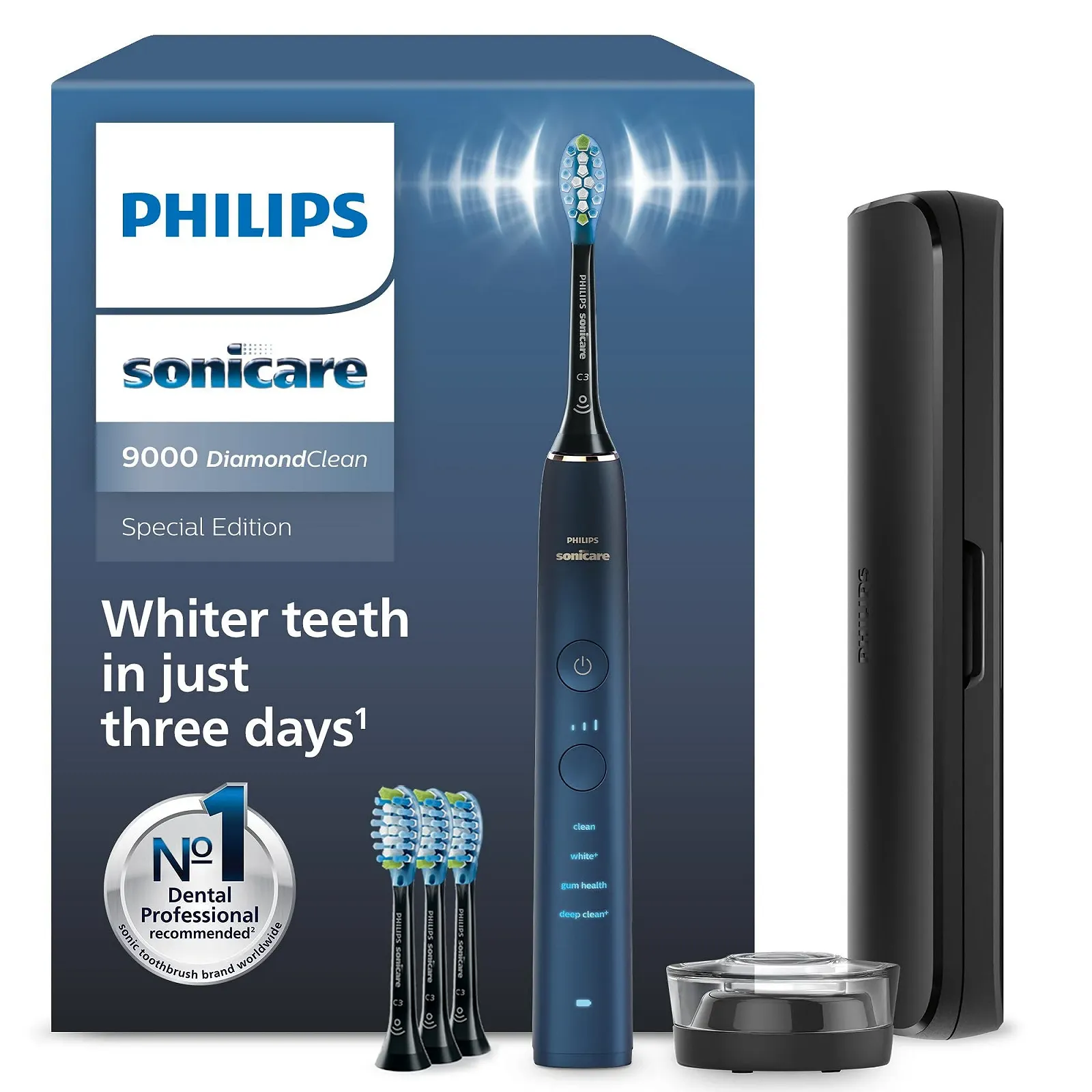 Электрическая зубная щетка Philips Sonicare DiamondClean 9000 Series HX9911/89 Special Edition C3 Premium Plaque Control Темно-синяя, фото №1