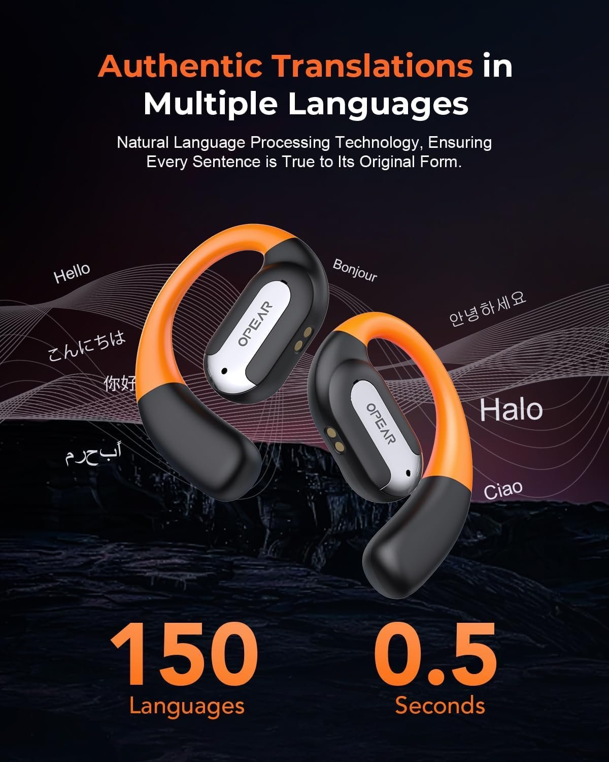 Навушники-перекладачі AI з сенсорним LCD-екраном, з підтримкою 150 мов, фото №2