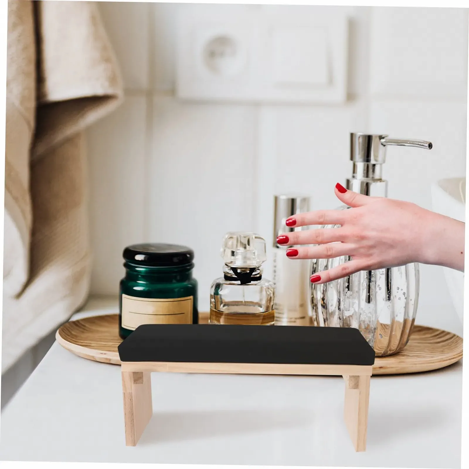 Подушка для рук майстра манікюру Дерево/Шкіра Сіра, фото №6