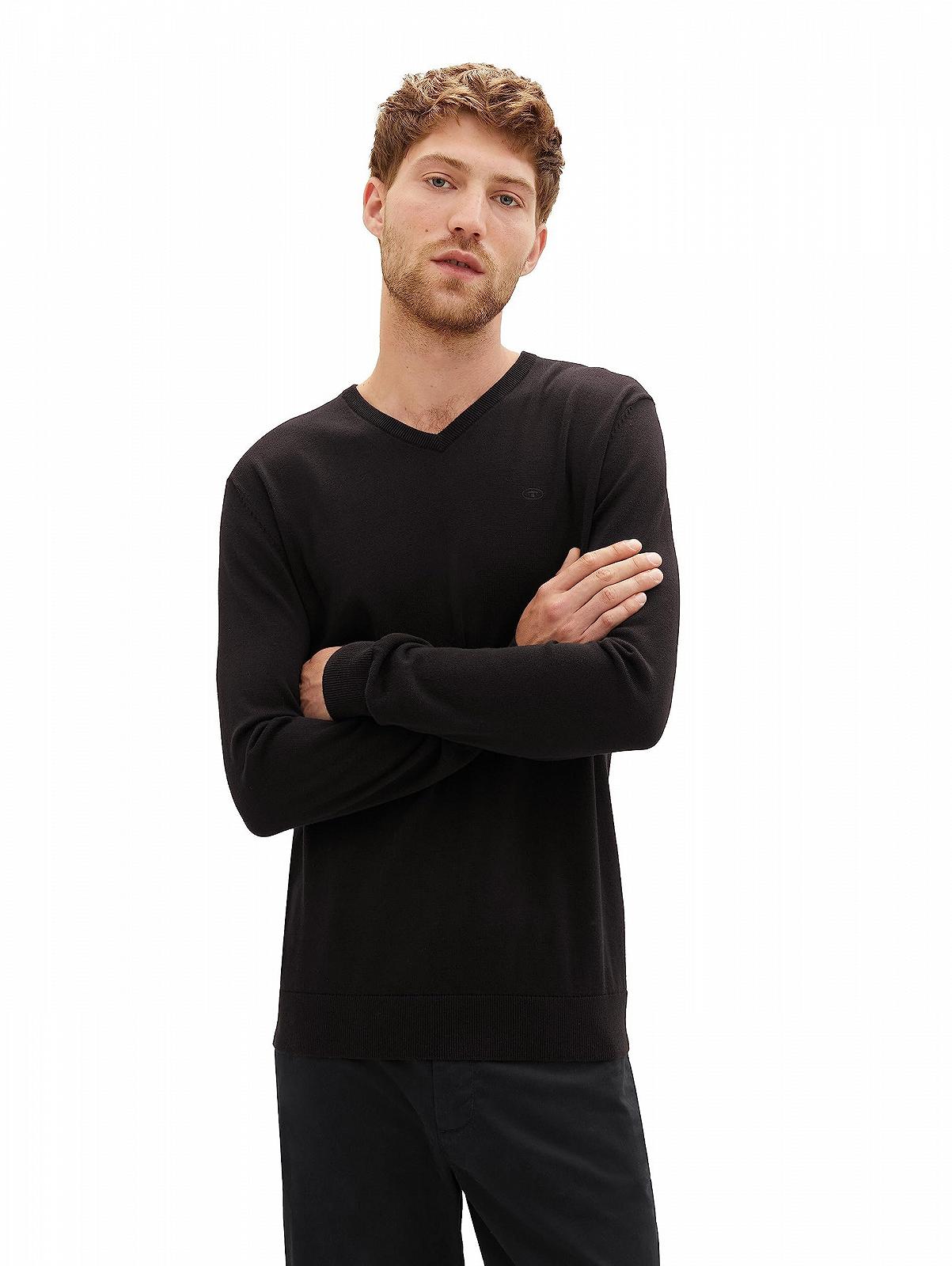 Джемпер в'язаний TOM TAILOR basic з V-подібним вирізом, фото №4